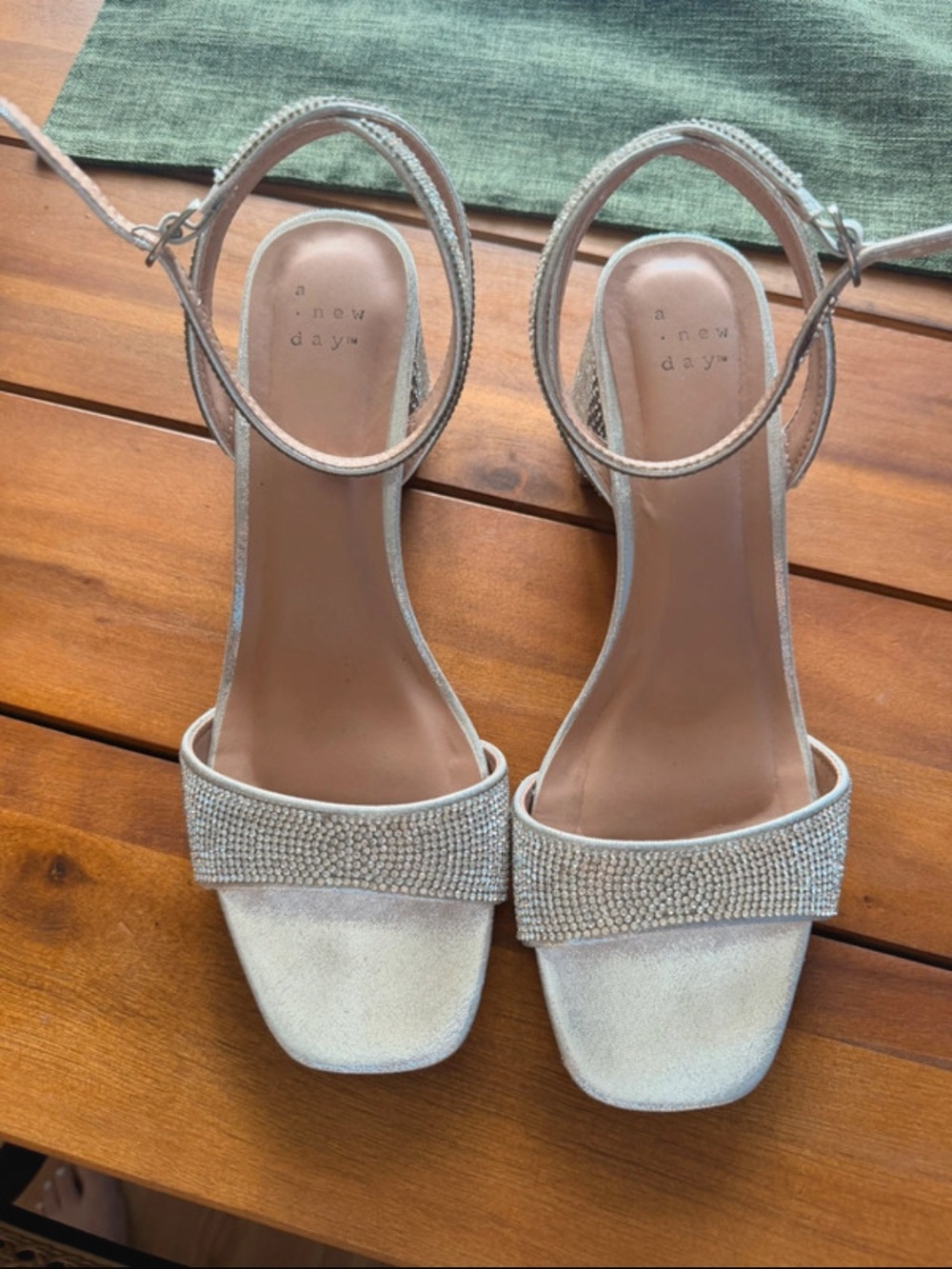 a new day Silver Rhinestone Ankle-Strap Heels